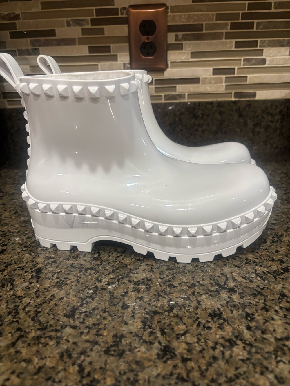 Carmen Sol Women's Graziano White Studded Platform Ankle Booties